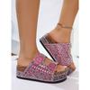 Thick-soled Rhinestone European and American Sandals 2025 Summer Plus Size Belt Buckle Soft-soled Flip-flops Women