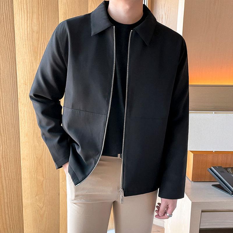 

Пиджак с лацканами, мужская короткая, весна-осень, ретро, простая, однотонная, повседневная, на молнии M