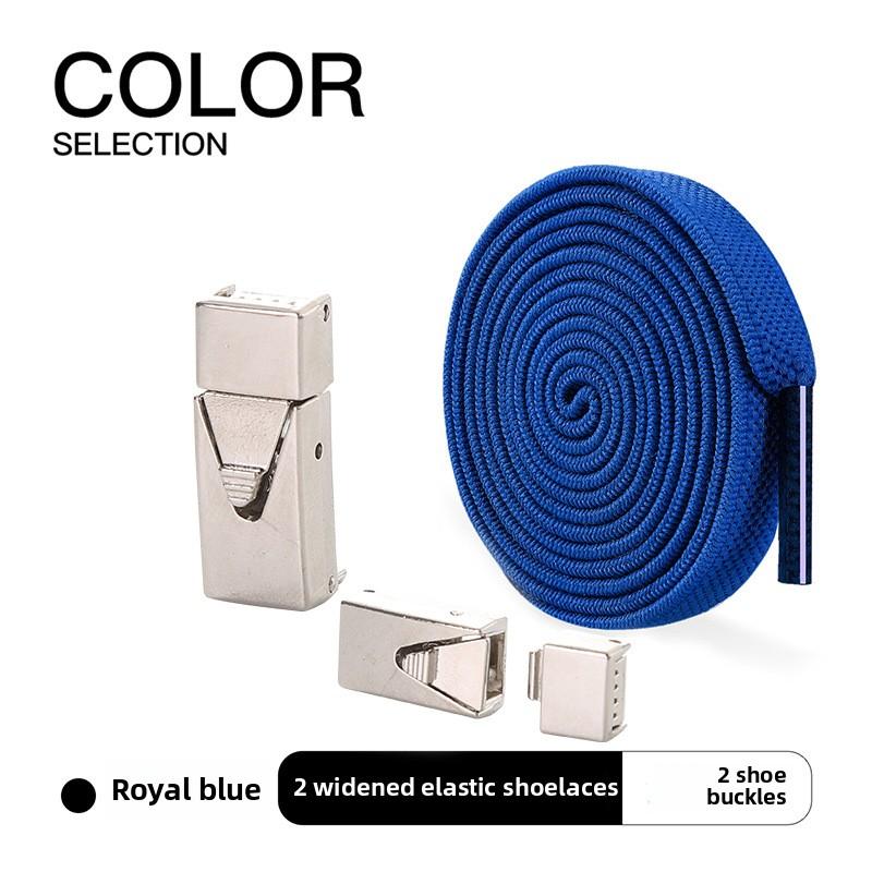 1pairs Wide Elastic Flat Straps with Metal Press Buckles - No Need To Tie Lazy Shoelaces, Lightweight Elastic Shoelaces Suitable for Sports Shoes