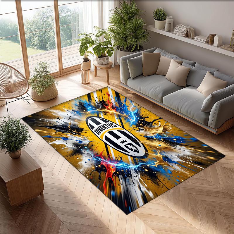 Juventus FC Printed Flannel Area Rug Non Slip Soft Polyester Floor Carpet Indoor Decor Mat for Bedroom Living Room Sofa