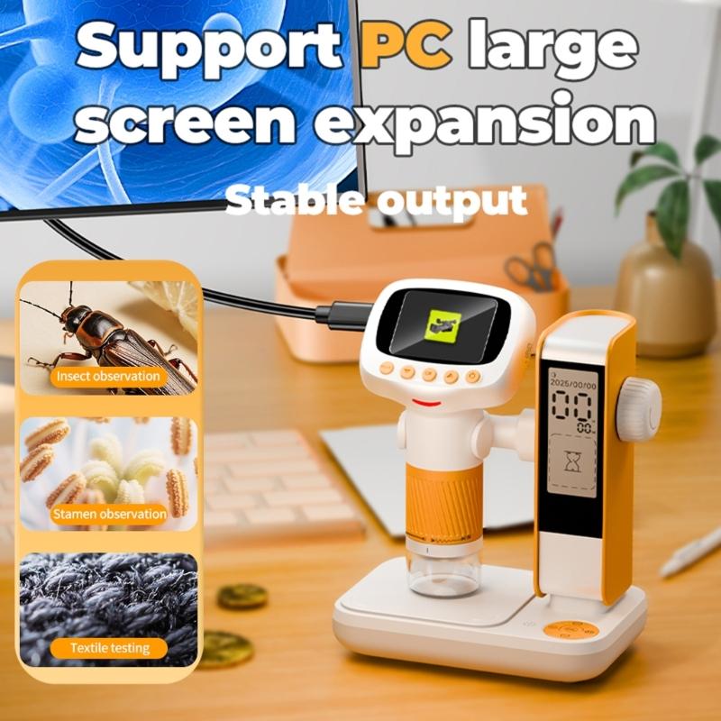 Portable USB Digital Microscope 8 Adjustable LED Light With 2 Inch Screen For Kids Science Exploration Educational Tool