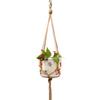 Linen Rope Plants Flowers Pot Hanging Basket Holder Net Garden Balcony Decor