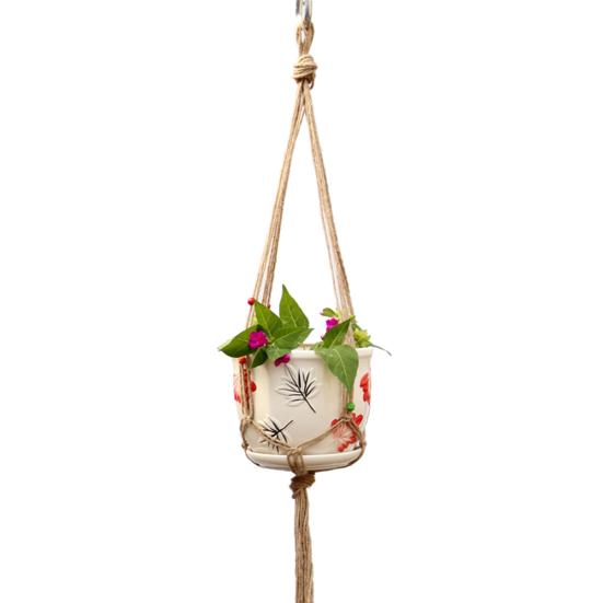 Linen Rope Plants Flowers Pot Hanging Basket Holder Net Garden Balcony Decor