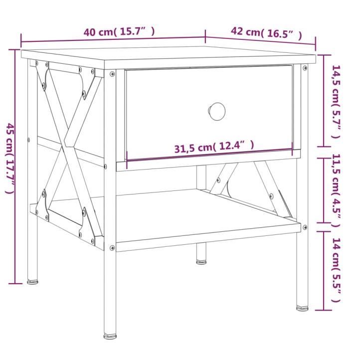 VidaXL Tables de chevet 2 pcs chêne fumé 40x42x45 cm bois d’ingénierie 825958