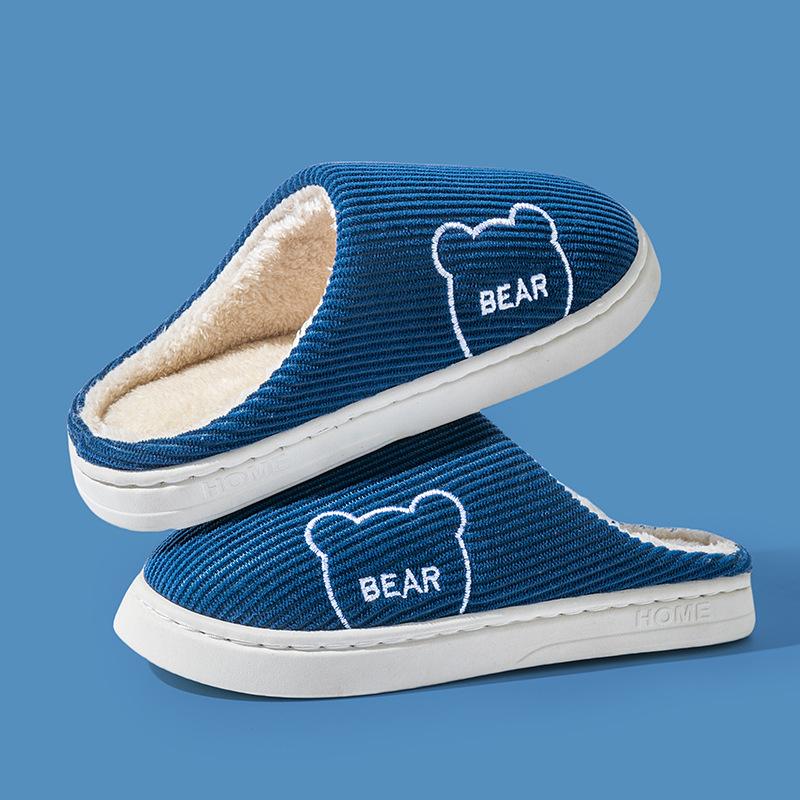 2025 autumn and winter new cotton slippers home indoor non-slip cartoon plush warm couple shoes