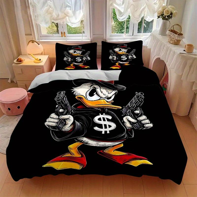 3pcs set Donald Duck1pc of quilt cover+2pcs of pillowcase, no core, print bedding, All Seasons Bedroom Setting030