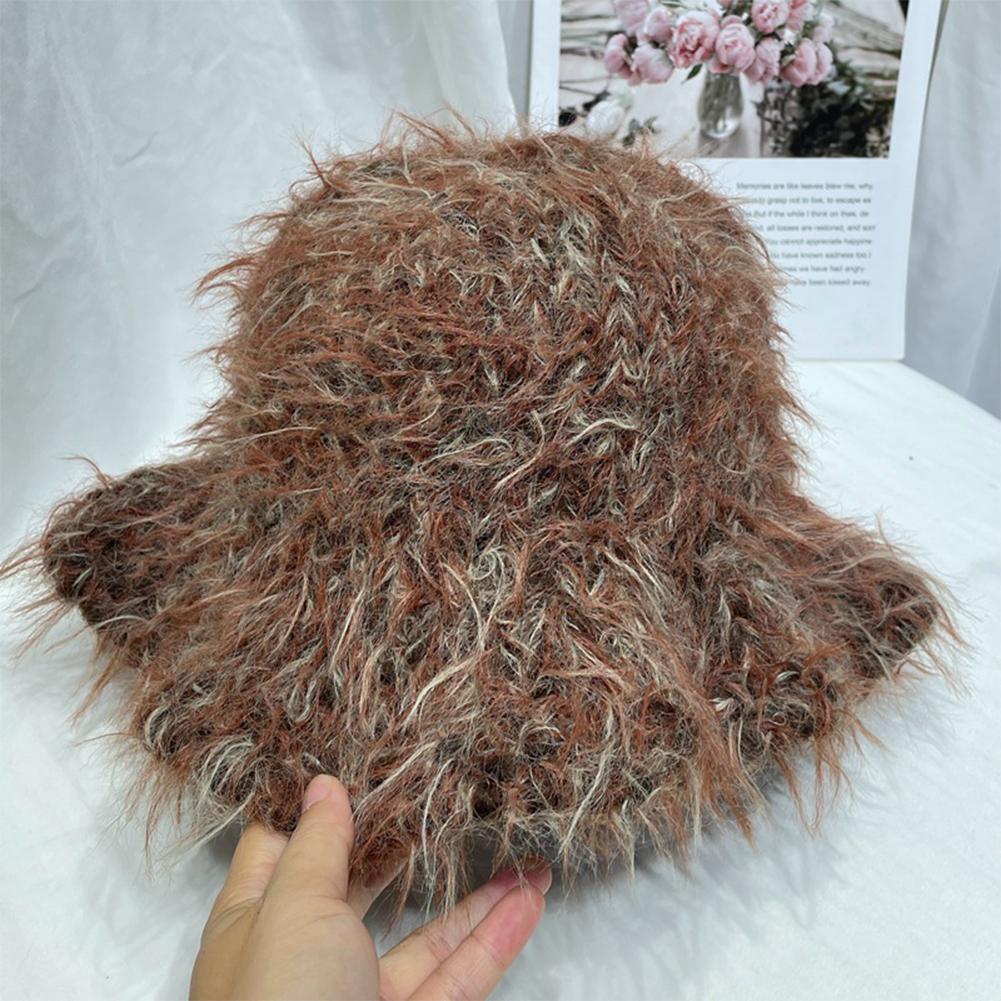 1Pc Retro Women Plush Bucket Hats universal Casual Show Face Warm Hats Autumn and Winter Versatile Multi-purpose Knitted Cap