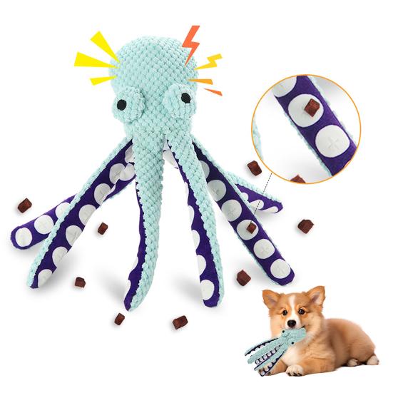 Yousheng Octopus Plush Squeaky Toy Bite-resistant Dog Toy Fun Voice Interactive Pet Puzzle Toy for Dogs Cats