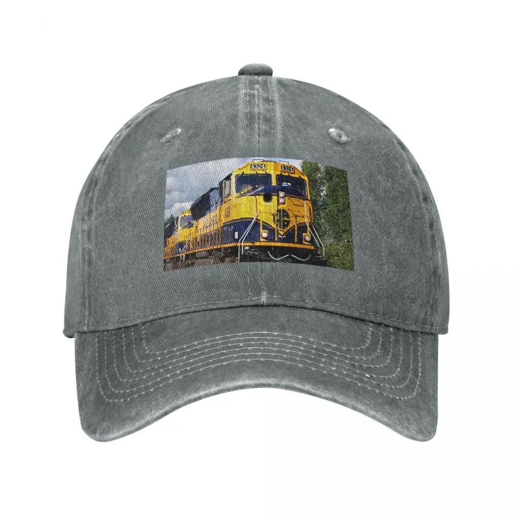 Alaska Railroad train engine Baseball Cap Bobble Hat Fishing cap Sun Hat For Children Hood Womens Beach Outlet  Mens
