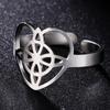 Dawapara Witch Knot Ring for Women Stainless Steel Adjustable Finger Rings Celtics Quaternary Witchcraft Good Luck Amulet