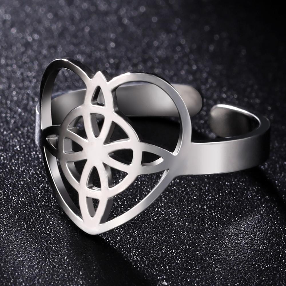 Dawapara Witch Knot Ring for Women Stainless Steel Adjustable Finger Rings Celtics Quaternary Witchcraft Good Luck Amulet