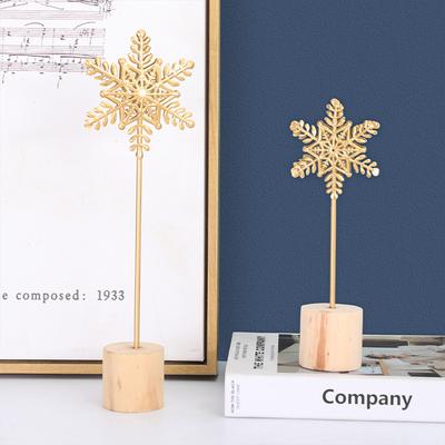 Snowflake Ornaments, Nordic Style Wooden Round Bottom Creative 3d Wrought Iron Snowflake-shaped Decoration, Living Room Cabinet Home Furnishings