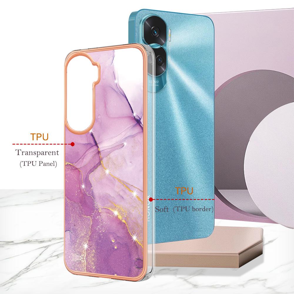 For Honor 90 Lite 5G/X50i 5G TPU Case with IMD Marble Pattern Electroplated Back Cover