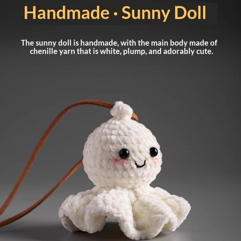 Cute Plush Sunny Doll Car Hanging Pendant Mirror Ornaments Plush Crochet Safe Driving Amulets Car Interior Decorations