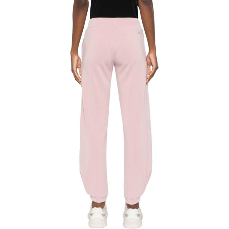 Emporio Armani Solid Color Elastic Waist Loose Pleated Tapered Knit Sweatpants Women bottoms Pink 6RTP60-TJDCZ-1418