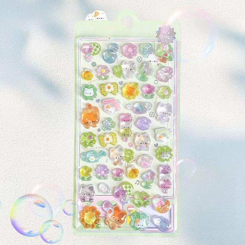 Cartoon 3D Rhinestone Stickers, Self-Adhesive Cute Animal Relief Stickers for Scrapbooking, DIY Crafts, Office & School Supplies