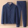 Coral Velvet Quilted Home Wear Set: Warm Fleece Pajamas for Middle-Aged and Elderly Men & Women