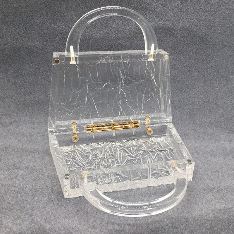 Luxury Famous Brand Clear Crystal Acrylic Evening Bag Shand Wallet Fashion Party Purse Bridal Clutch Crossbody Shoulder Handbag