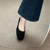 Flat-bottomed Commuter Versatile Single Shoes Women's Shoes 2025 Spring and Autumn New Square Head Black Work Shoes Suede Light Mouth Doudou Shoes