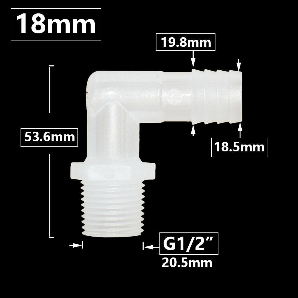 6/8/10/12/14/16/18/20mm Hose Elbow Connector To 1I2 3/4 Inch Male Thread 90 Degrees Barb Fittings Irrigation System Pipe Coupler