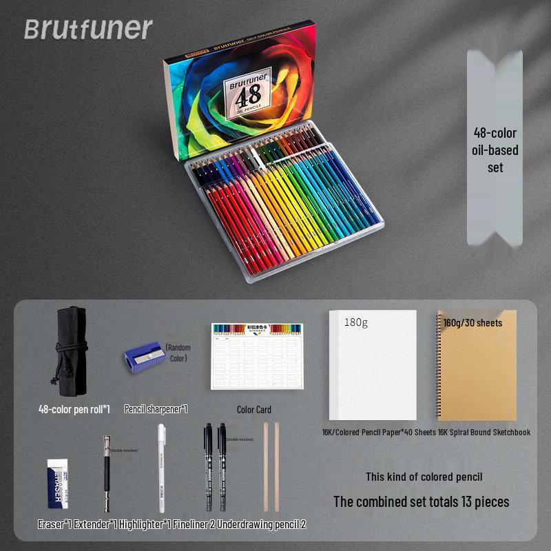Krasner Oil-Based Water-Soluble Colored Pencils Set - 72/120/180 Colors for Student Art Drawing.