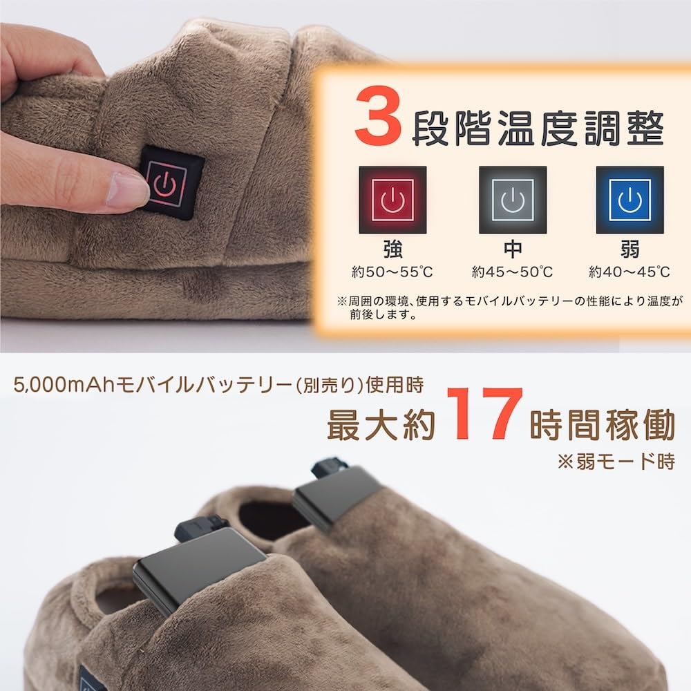 [THANKO] Anywhere Floor Heated Slippers, Size 25, SRPP25S, Blue/Gray, Room Slippers, Warm for Winter