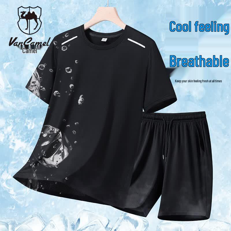 VANCAMEL Men s Summer Ice-Cool T-Shirt  Shorts Set L