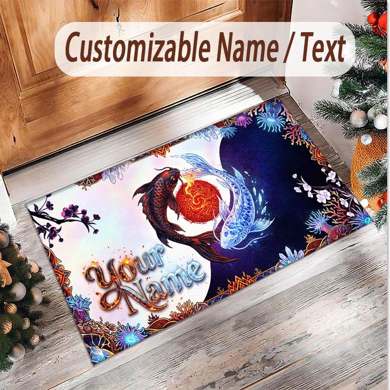 Alfombra de Terciopelo de Cristal Suave con Tema General de Música, Impresión de Nombre y Texto Personalizados, Alfombra de Suelo Antideslizante para Dormitorio Sala de Estar