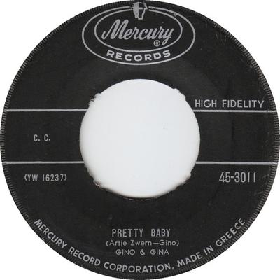 7inch Record GINO  GINA  Pretty Baby  Rainin Rainin 453011 Mercury Greece Rock Used