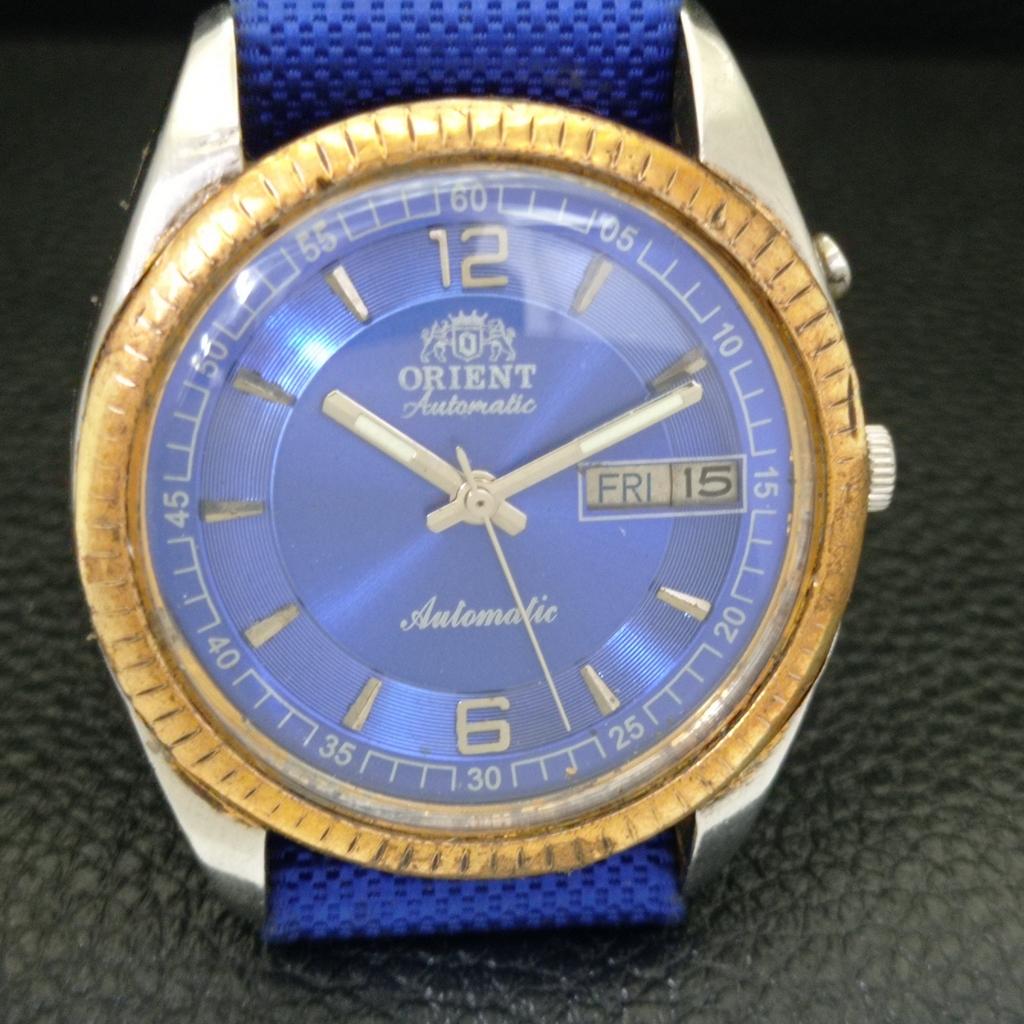 JAPAN VINTAGE ORIENT AUTOMATIC 46943 MENS BLUE COLOR DIAL WATCH A701883-5