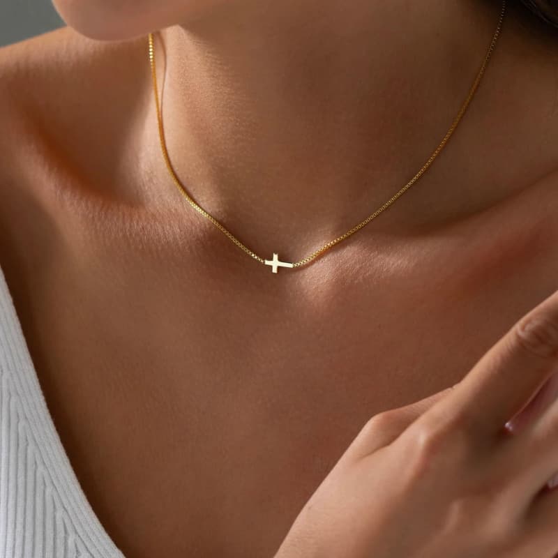 Stainless Steel Cross Necklace Fashionable Non-Fading Women s Pendant Chain Clavicle Chain Christmas Anniversary Jewelry Gift
