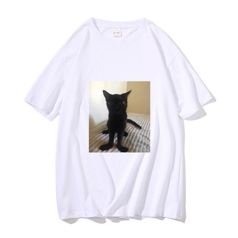 Big Foot Jinx T-shirt Black Cat Pattern Tshirt Funny   T Shirts  Cotton Tops Spring New Round Neck Tee Short Sleeve