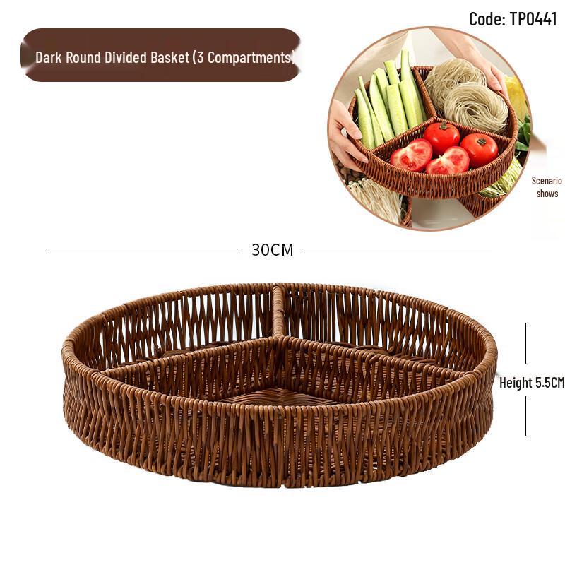 Youde Bamboo Hotpot Divided Serving Baskets (Set of 2)