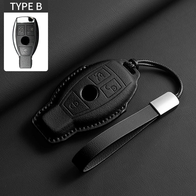 """Pouzdro na klíč od auta z plné kůže s odklápěcím víkem pro Mercedes Benz třídy A C E S G GLC CLE CLA GLB GLS GLA W177 W205 W213 W222 X167"""