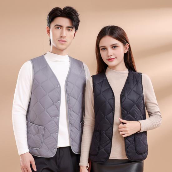 Dámská zimní vesta V-výstřih bez rukávů jednoradové zapínání vesta kabát s kapsami jednobarevný zesílený sametová podšívka vesta kabát