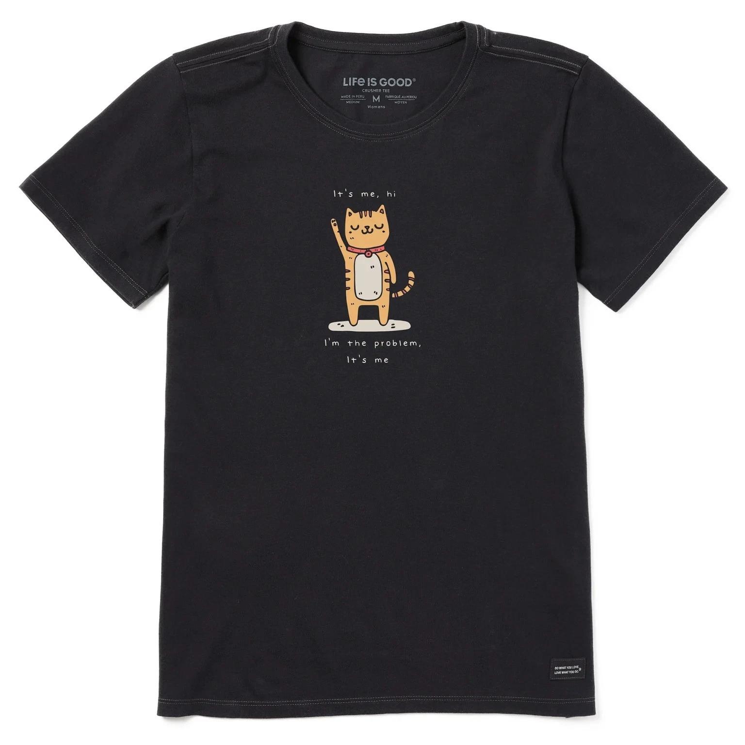 Life is Good. Women s Cat I m the Problem Short Sleeve Crusher Tee, Faded Black S