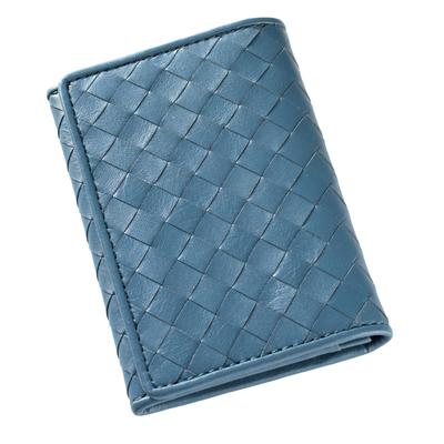 Business Card Business Card Genuine Large 50 Flat Series Holder, Men's Case, Leather, Braided, Mesh, Capacity, Unisex, Cards, (Smoke Blue)