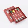 4PCS Christmas Coffee Spoons Christmas Stainless Steel Small Spoon Teaspoons Dessert Spoon New Year Christmas Ornament Tableware