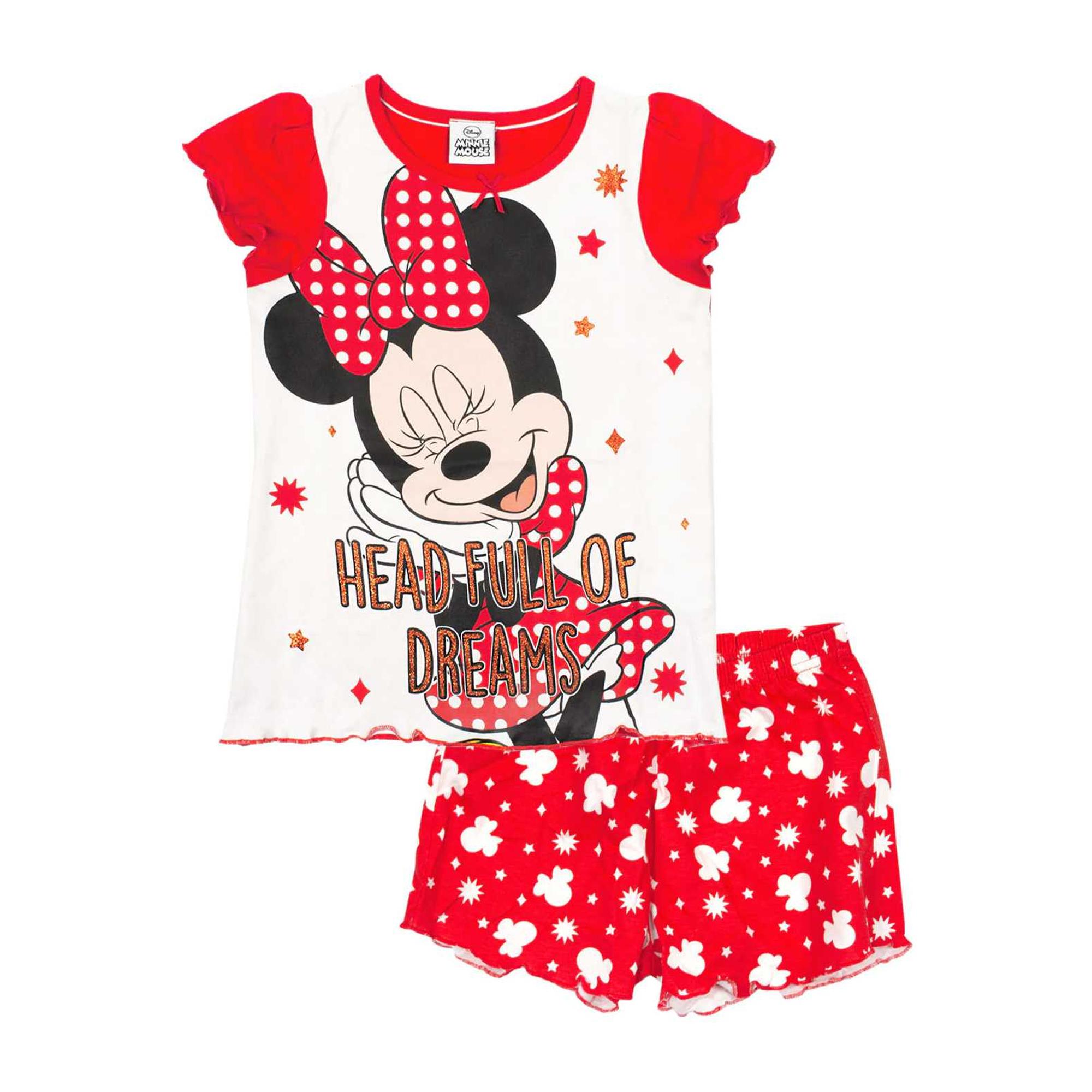Conjunto de pijama con pantalones cortos de Minnie Mouse para niñas de Disney 3-4 Years rojo