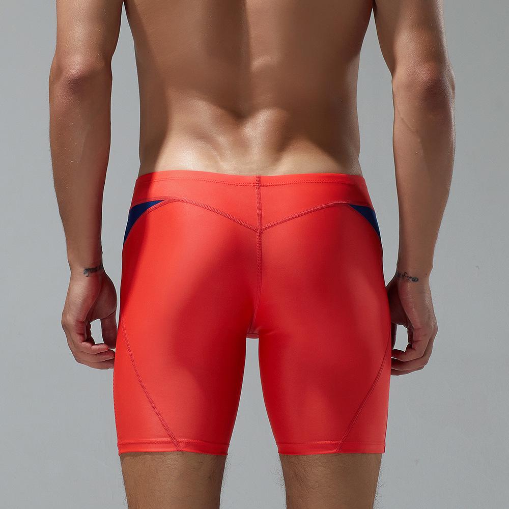 Seobean Men's Low-Waist Color-Block Boxer Brief Swimwear