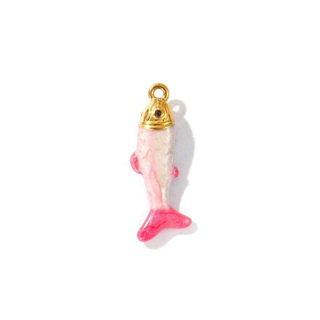 2 PCs Ocean Charms 18K Gold Plated Enamel Fish Shaped 304 Stainless Steel Pendant For DIY Necklace Jewelry Making Findings