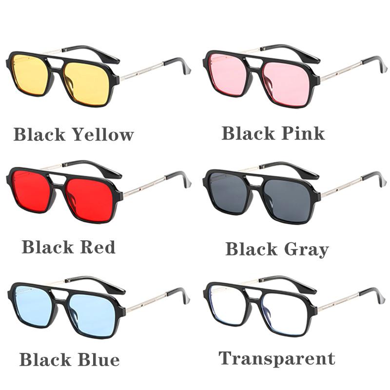 Retro Brand Small Rectangle Sunglasses Women Blue Shades For Women 90S Vintage Double Beam Square Sun Glasses Men Uv400