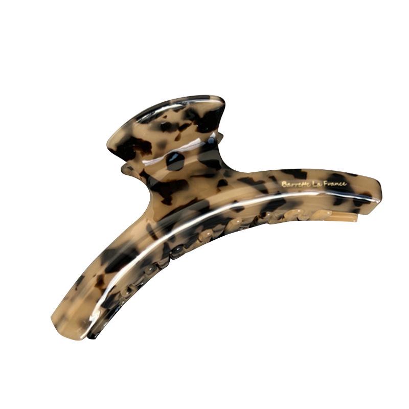 French Retro Leopard Print Acetate Hair Claw Clip for Bun & Ponytail