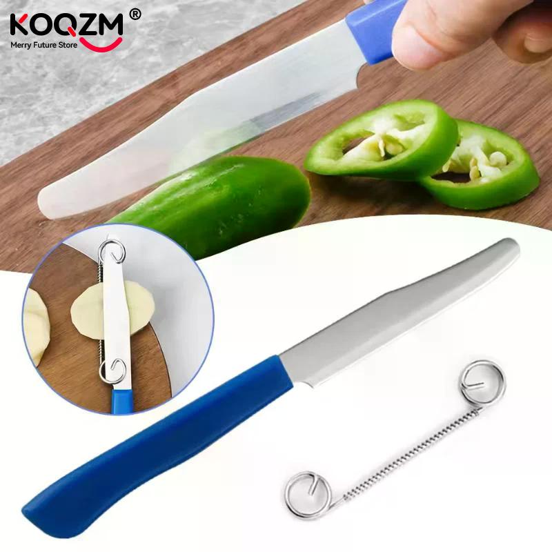 Quick Slicing Cutter Portable Fruit Vegetable Cutter Peeler With Spring For Kitchen Use Stainless Steel Fruit Knives Peeler
