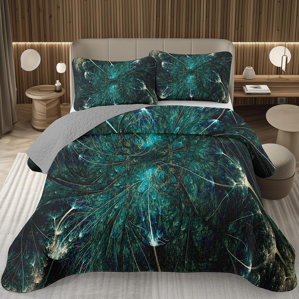 Boho Floral Bedspread Queen/Twin Luxury European Damask Paisley Pattern - Classic & Gorgeous Coverlet Reversible Grey Quilt Set