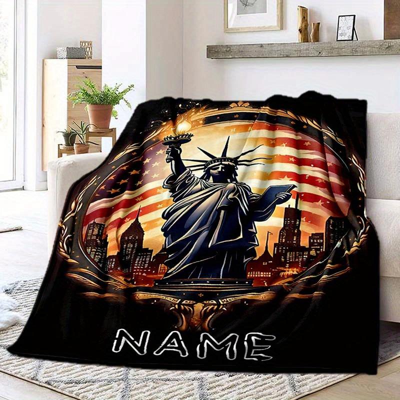 Statue Of Liberty Customize Your Name Outdoor Blanket Used For Chair Office Sofa Bed Camping Soft And Warm Giving Friends And Relatives Birthday