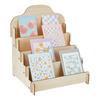 1set 4 Tier Wooden Greeting Card Display Stand Card Display Risers PapayaWhip 30x26.4x35cm