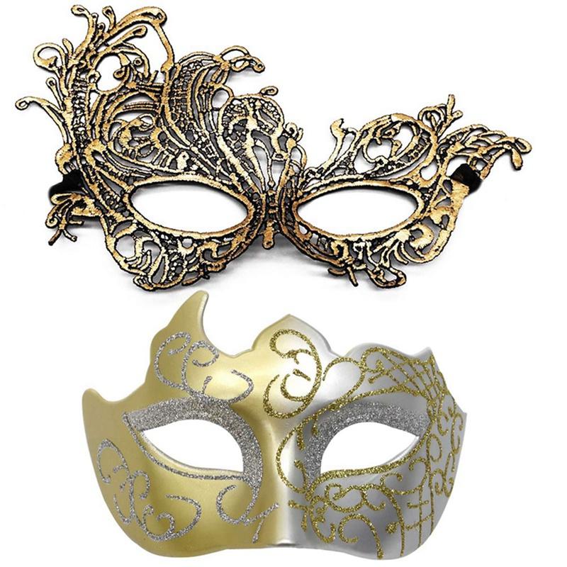 

Men s and Women s Painted Half-Face Masks with Lace Eye Covers for Masquerade Parties