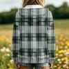 Damen karierte Kapuzenjacke mit langen Ärmeln, Taschen und