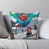 Les Alpes Ski Vierkante Kussensloop Polyester Linnen Fluweel Bedrukt Rits Decor Kussensloop Bank Kussenhoes